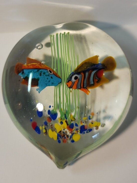 Murano Other - Vintage Murano Glass Aquarium Heart Shaped Paperweight